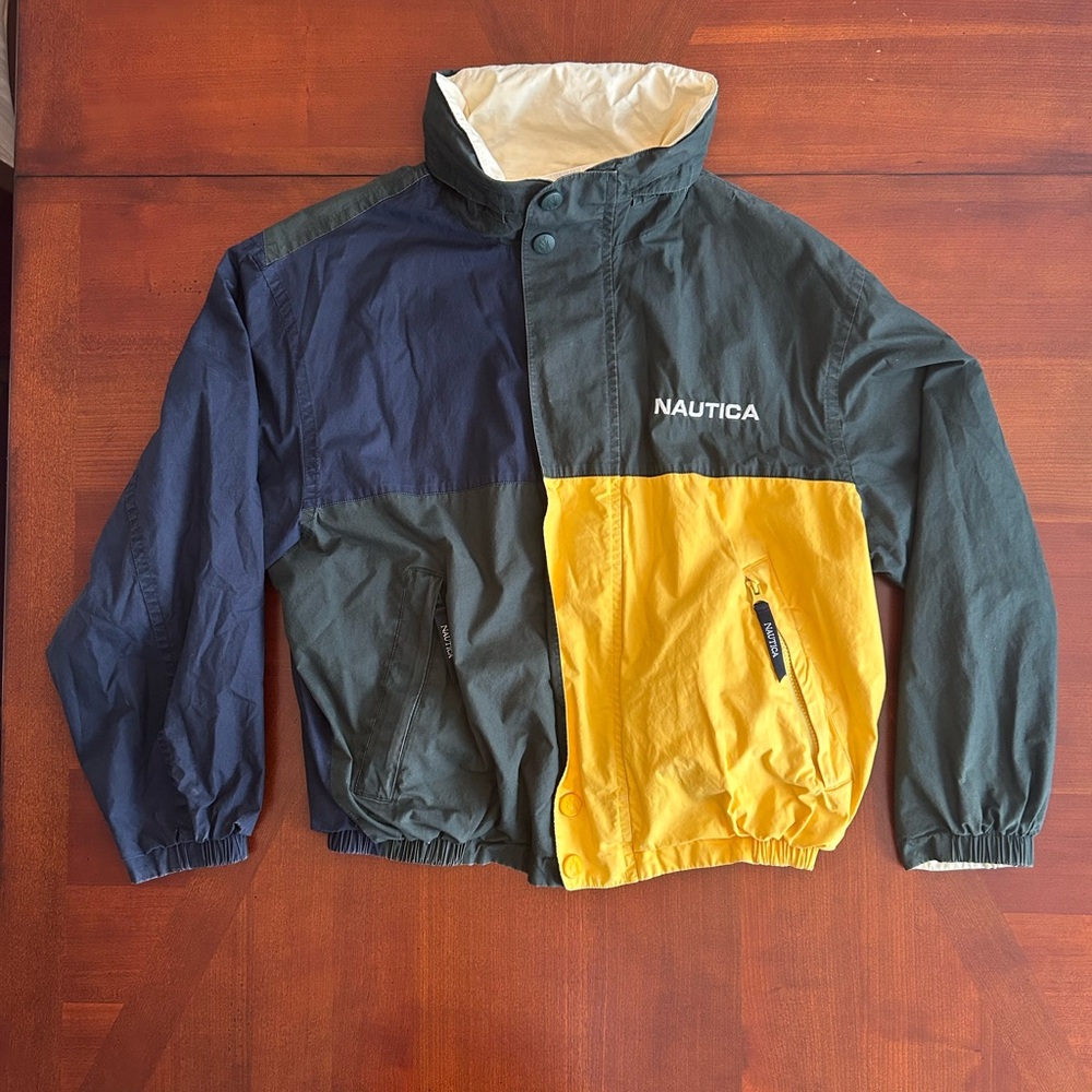 Vintage Nautica Men’s Medium-weight Reversible Rain Jacket with hooded collar - Picture 15 of 16
